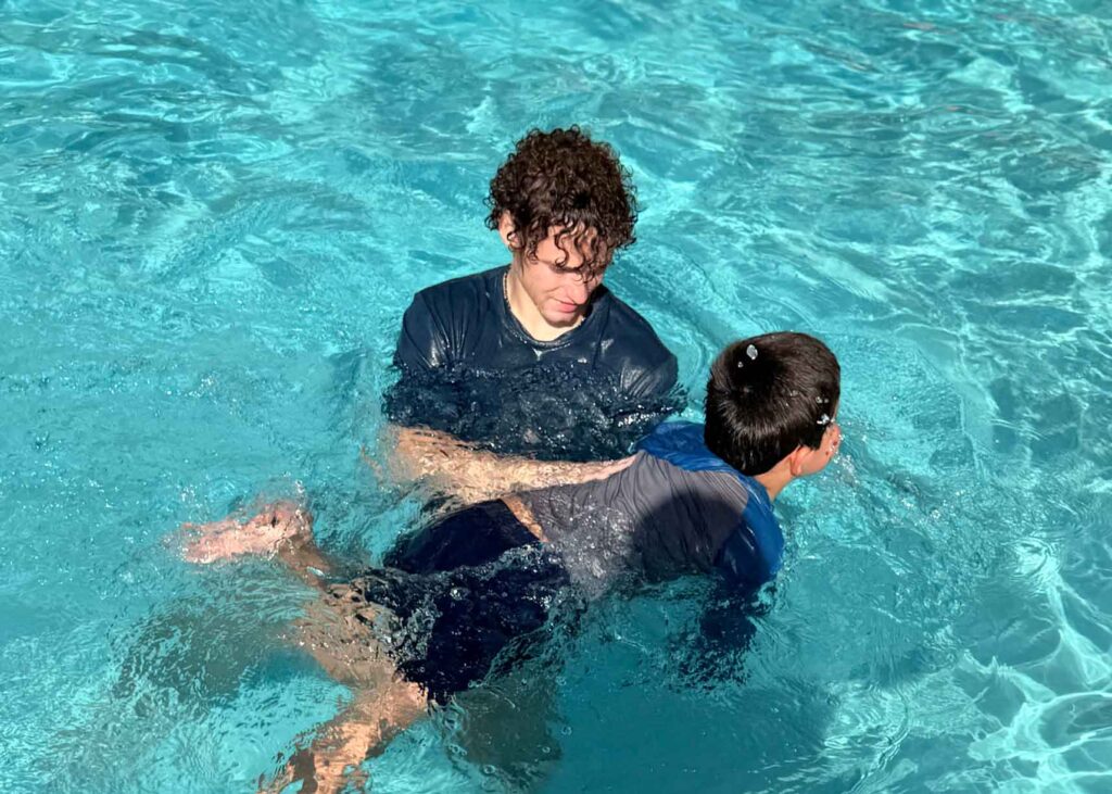 Special needs swim lessons being taught during mobile swim lessons in San Diego