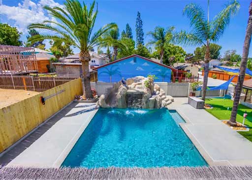 view of La Mesa swim lessons location with heated pool all year round